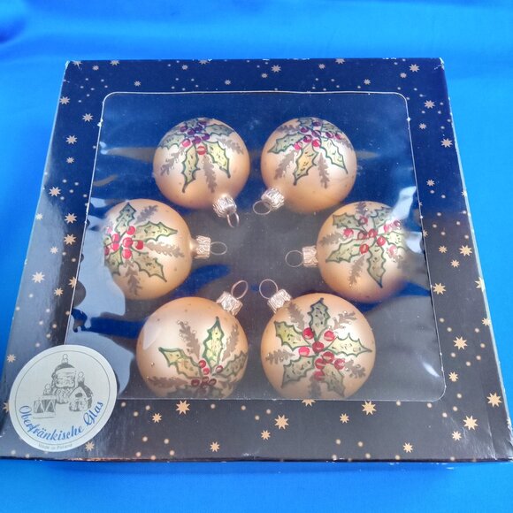 Vintage set of 6 glass Christmas ornaments Poland hand painted - Picture 1 of 7